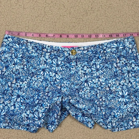 Lilly Pulitzer Callahan Knit Shorts Stretch Cumulus Blue Blooming Together - Picture 4 of 8